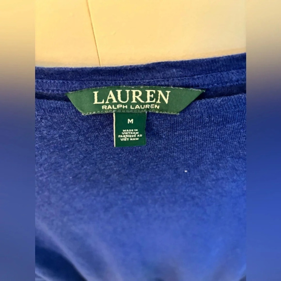Lauren Ralph Lauren Women’s Royal Blue Oversized Off Shoulder T Shirt Size M - Picture 2 of 3